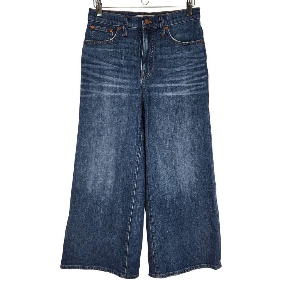 Madewell Wide Leg Crop Jeans High‎ Rise Women's Size 26 Blue Denim Stretch